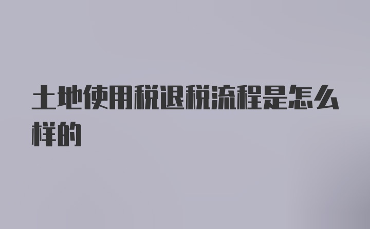 土地使用税退税流程是怎么样的