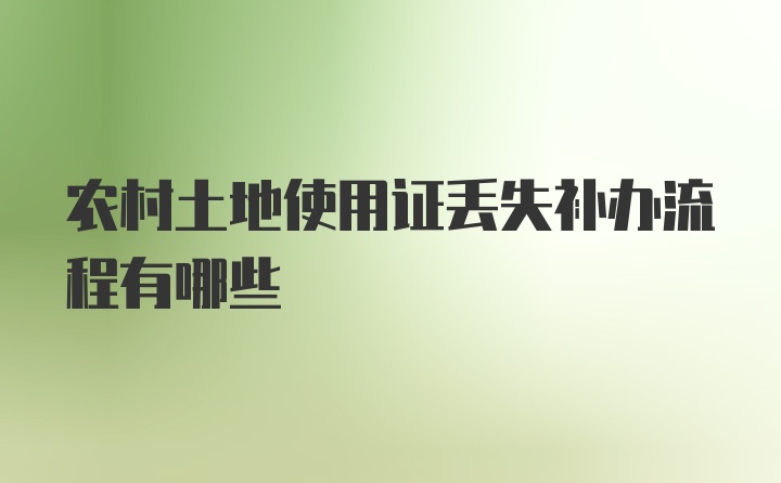 农村土地使用证丢失补办流程有哪些