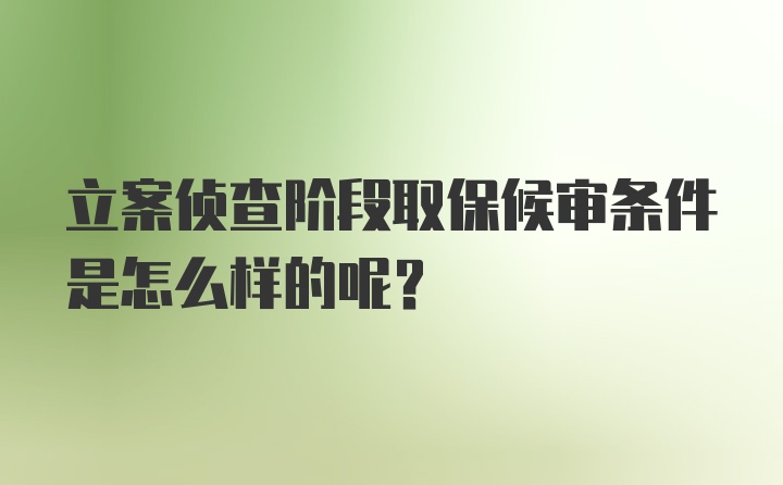 立案侦查阶段取保候审条件是怎么样的呢？