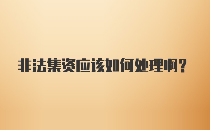 非法集资应该如何处理啊？