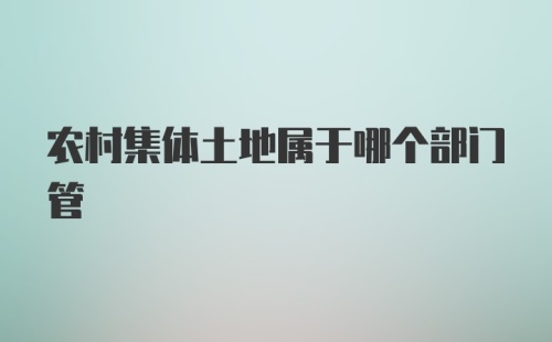 农村集体土地属于哪个部门管