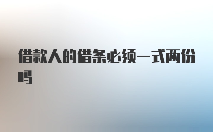 借款人的借条必须一式两份吗