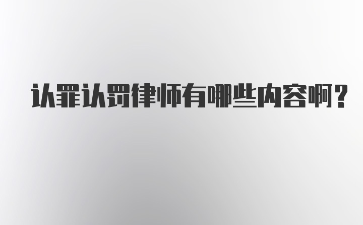 认罪认罚律师有哪些内容啊？