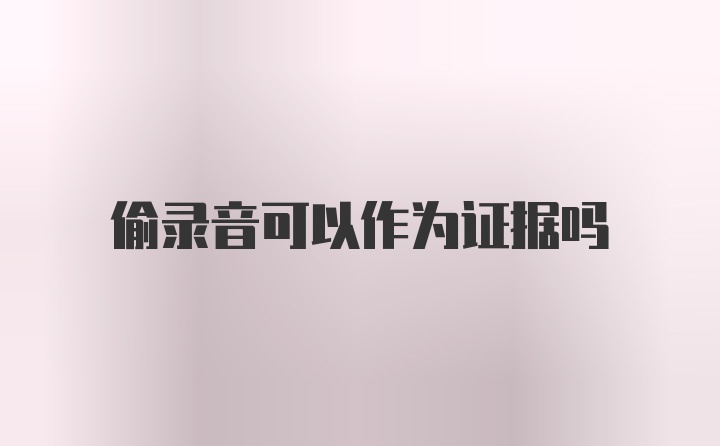 偷录音可以作为证据吗