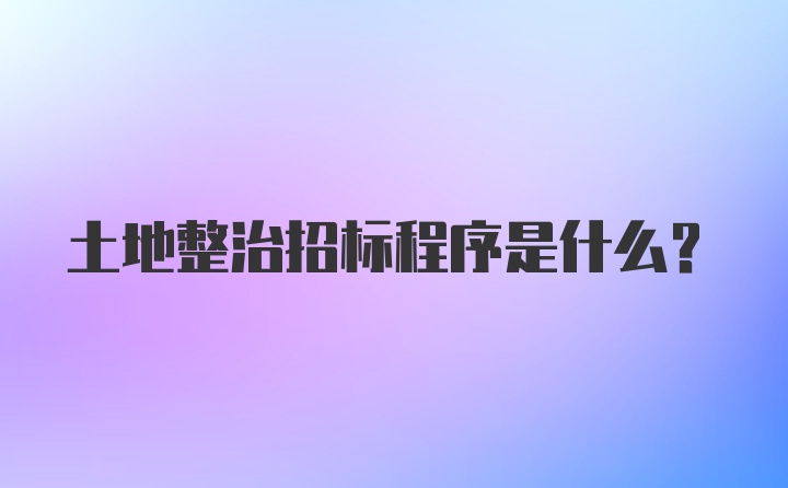 土地整治招标程序是什么？