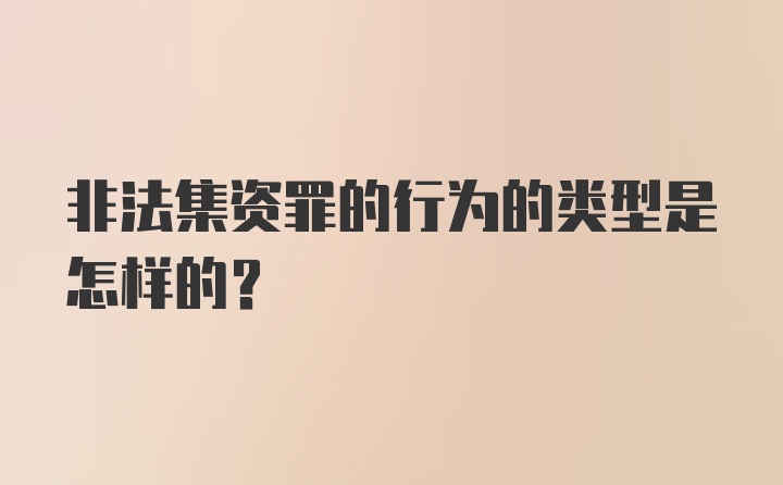 非法集资罪的行为的类型是怎样的？