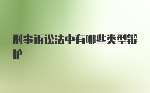 刑事诉讼法中有哪些类型辩护