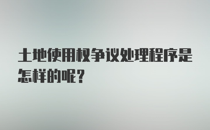 土地使用权争议处理程序是怎样的呢？