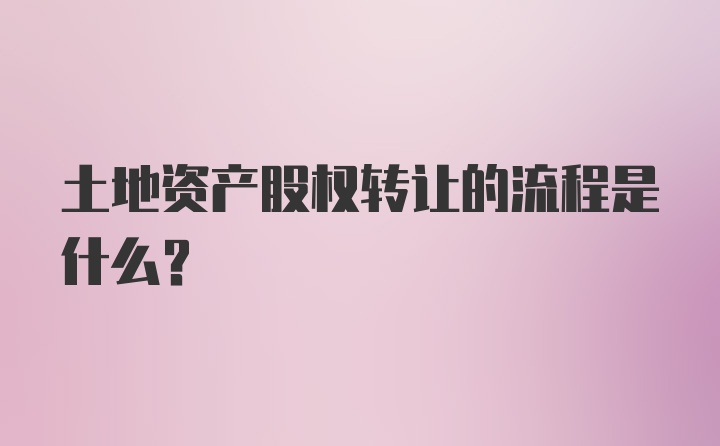 土地资产股权转让的流程是什么？