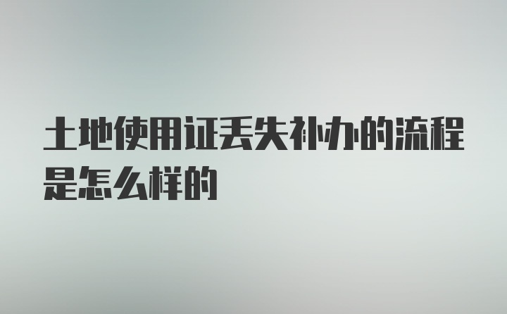 土地使用证丢失补办的流程是怎么样的