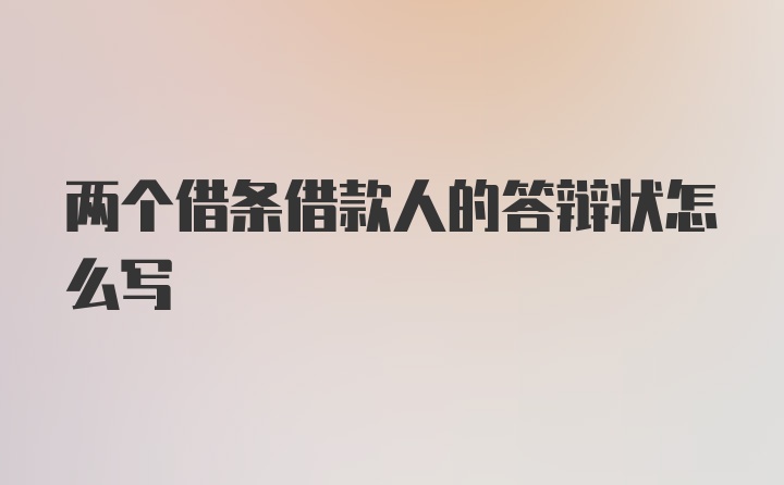 两个借条借款人的答辩状怎么写