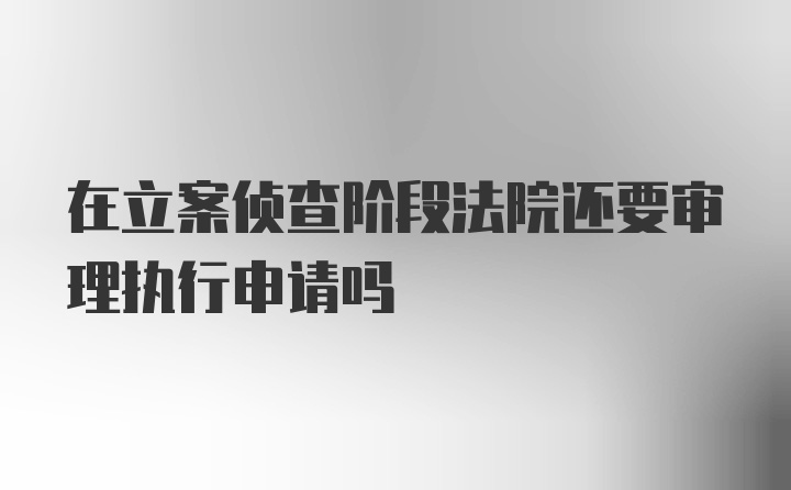 在立案侦查阶段法院还要审理执行申请吗