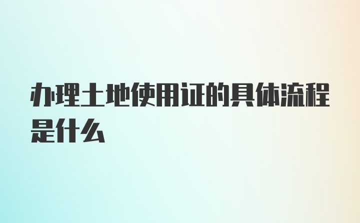 办理土地使用证的具体流程是什么