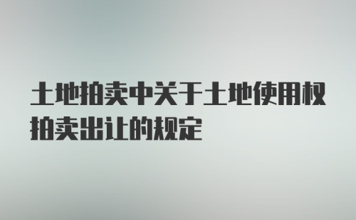 土地拍卖中关于土地使用权拍卖出让的规定