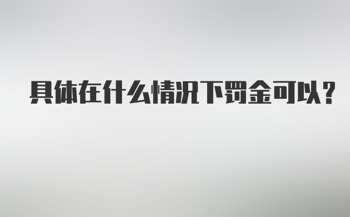 具体在什么情况下罚金可以？