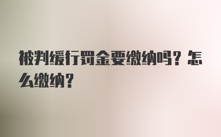 被判缓行罚金要缴纳吗？怎么缴纳？