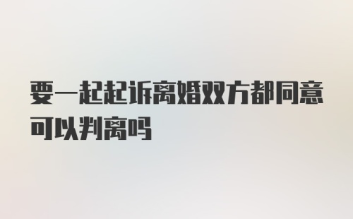 要一起起诉离婚双方都同意可以判离吗