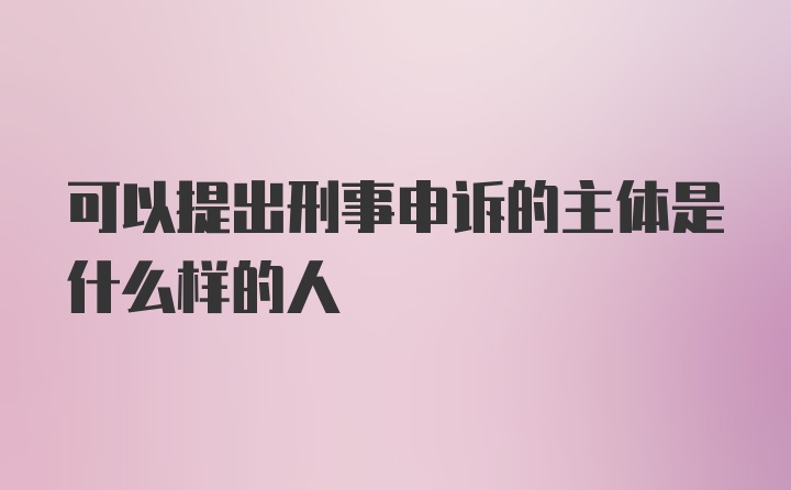 可以提出刑事申诉的主体是什么样的人