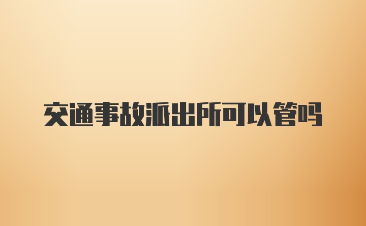 交通事故派出所可以管吗