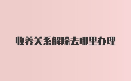 收养关系解除去哪里办理