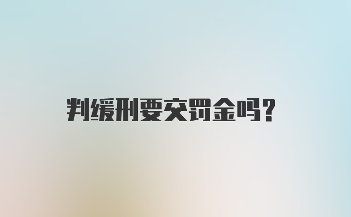 判缓刑要交罚金吗？