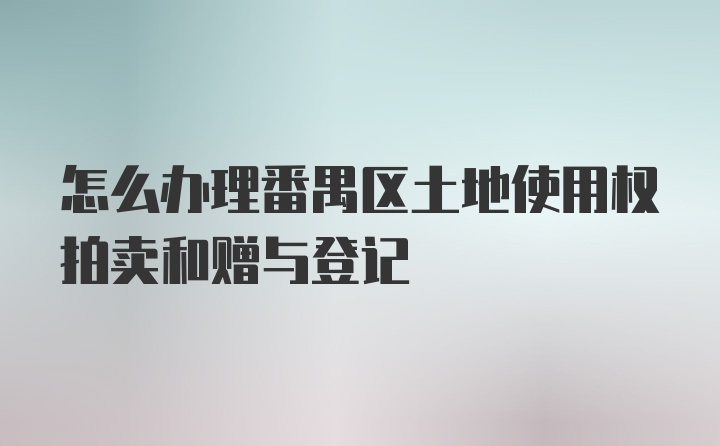 怎么办理番禺区土地使用权拍卖和赠与登记