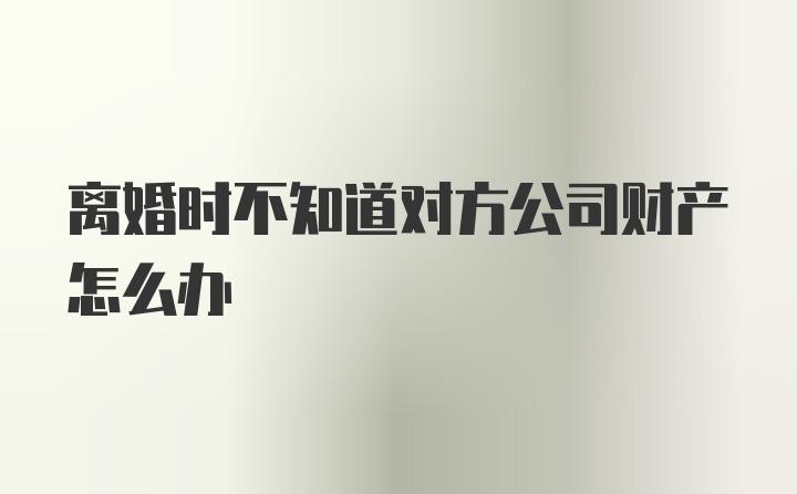 离婚时不知道对方公司财产怎么办