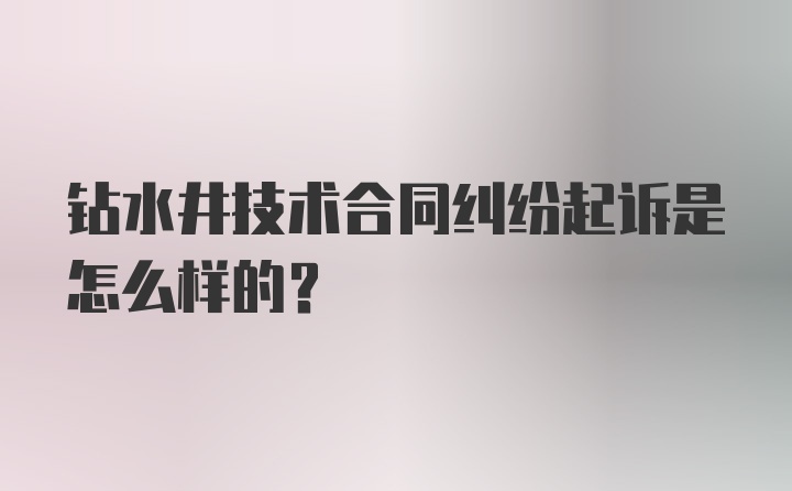 钻水井技术合同纠纷起诉是怎么样的？