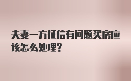 夫妻一方征信有问题买房应该怎么处理？