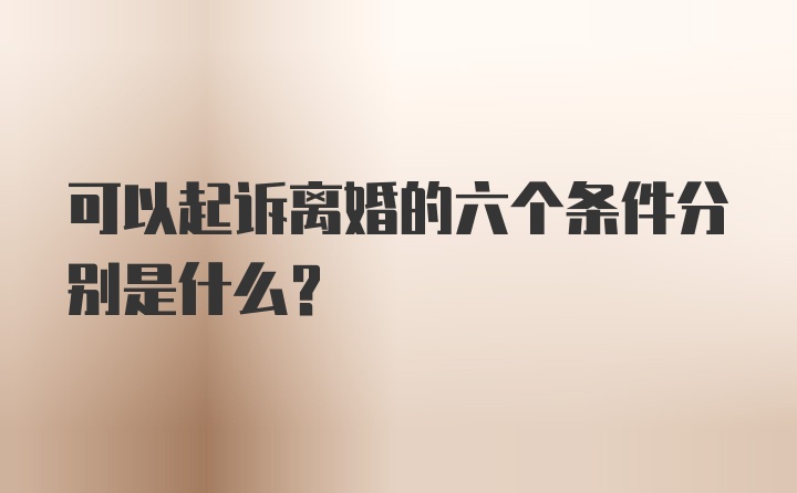 可以起诉离婚的六个条件分别是什么？