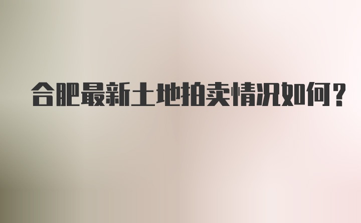 合肥最新土地拍卖情况如何？