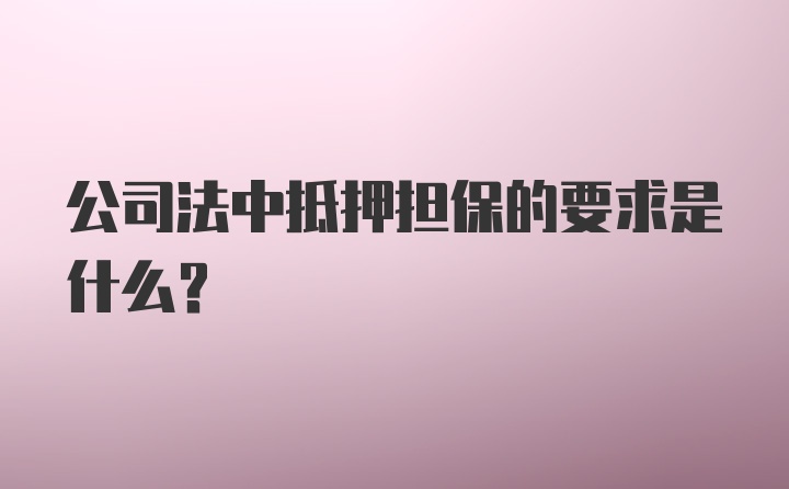 公司法中抵押担保的要求是什么？