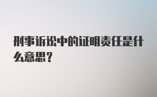 刑事诉讼中的证明责任是什么意思？