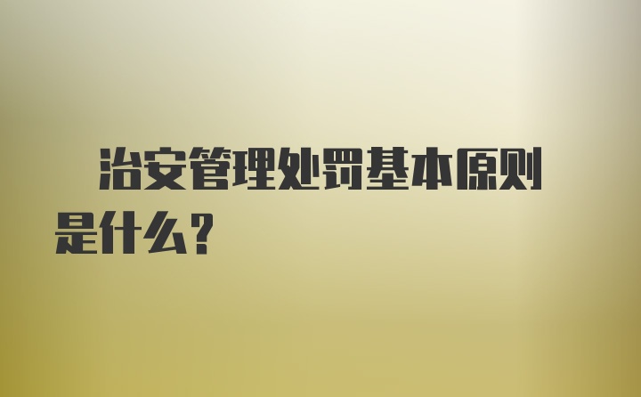  治安管理处罚基本原则 是什么？