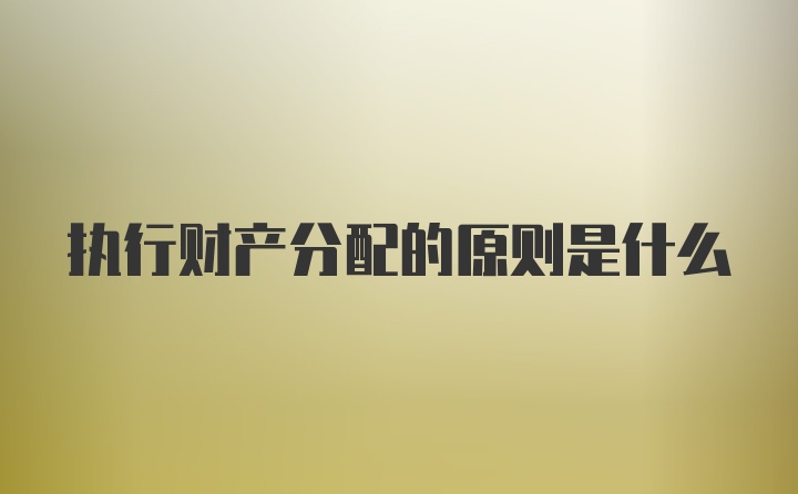 执行财产分配的原则是什么