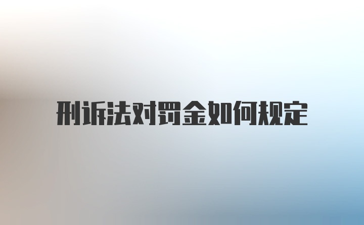 刑诉法对罚金如何规定