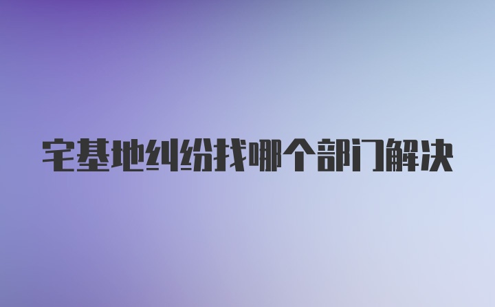 宅基地纠纷找哪个部门解决