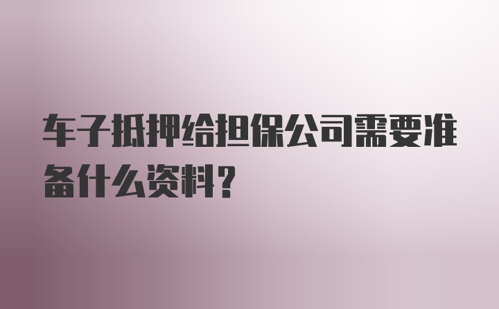 车子抵押给担保公司需要准备什么资料？