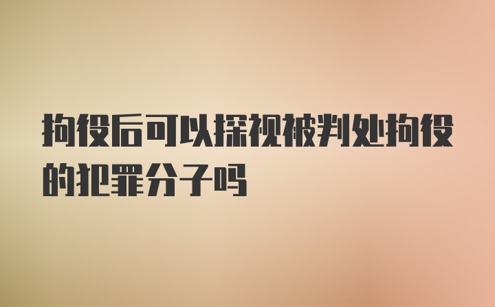 拘役后可以探视被判处拘役的犯罪分子吗