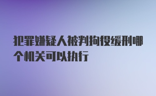 犯罪嫌疑人被判拘役缓刑哪个机关可以执行