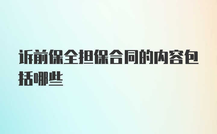 诉前保全担保合同的内容包括哪些