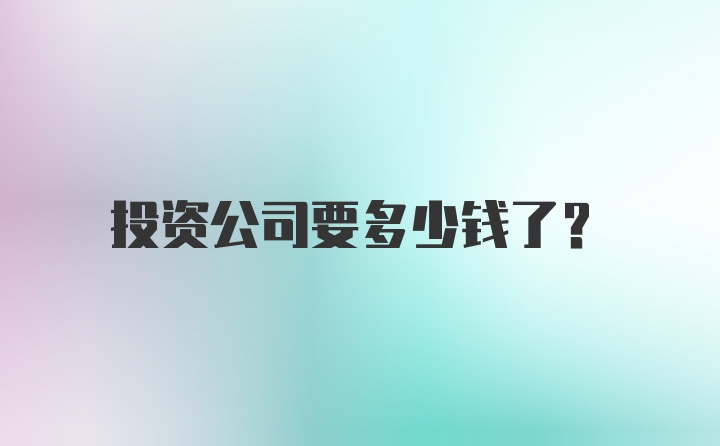 投资公司要多少钱了？