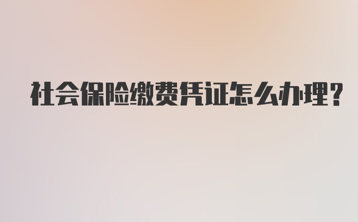 社会保险缴费凭证怎么办理？