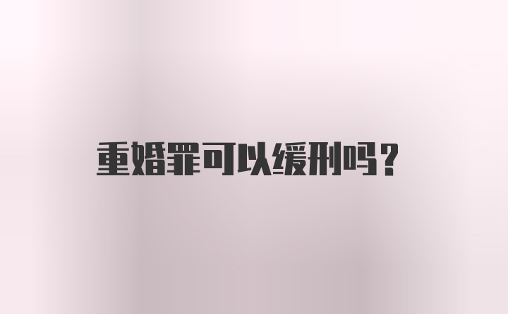 重婚罪可以缓刑吗？