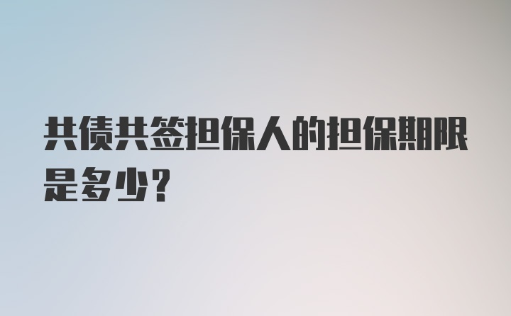 共债共签担保人的担保期限是多少?