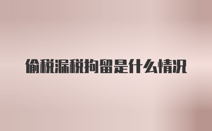 偷税漏税拘留是什么情况