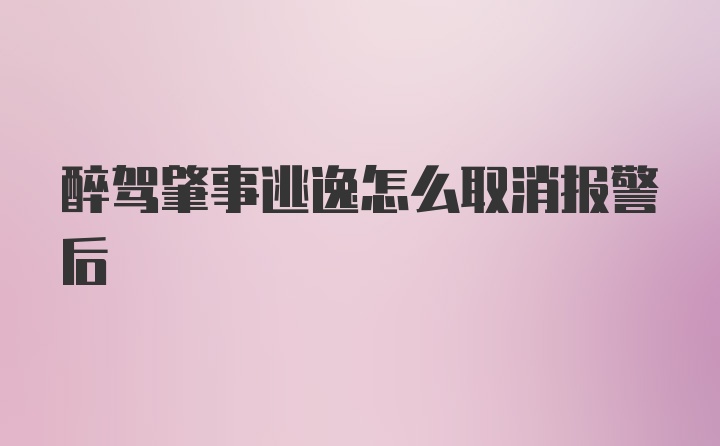 醉驾肇事逃逸怎么取消报警后