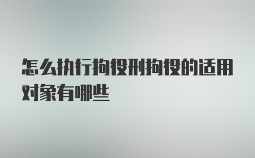 怎么执行拘役刑拘役的适用对象有哪些