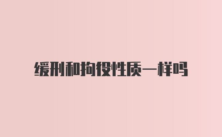 缓刑和拘役性质一样吗