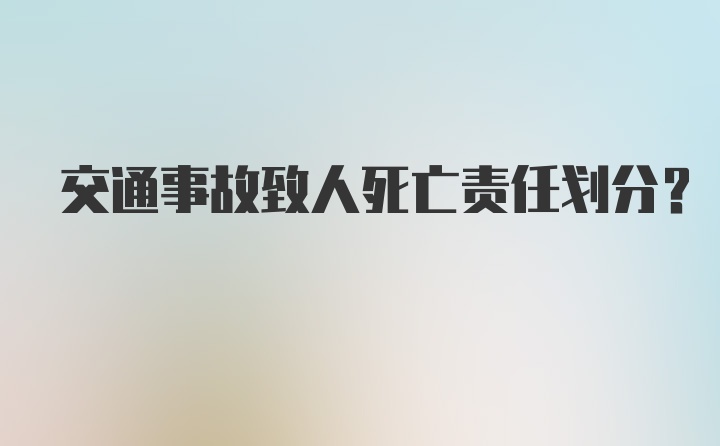 交通事故致人死亡责任划分？